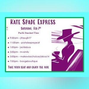 2/7 Kate Spade Express w/@makewisechouces! 5pm PST/8pm EST